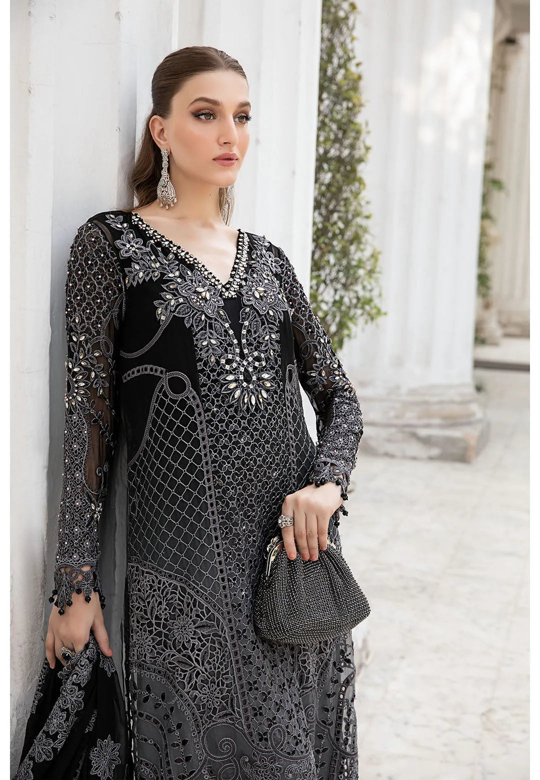 Maria B - Black Embellished - House of Vasl