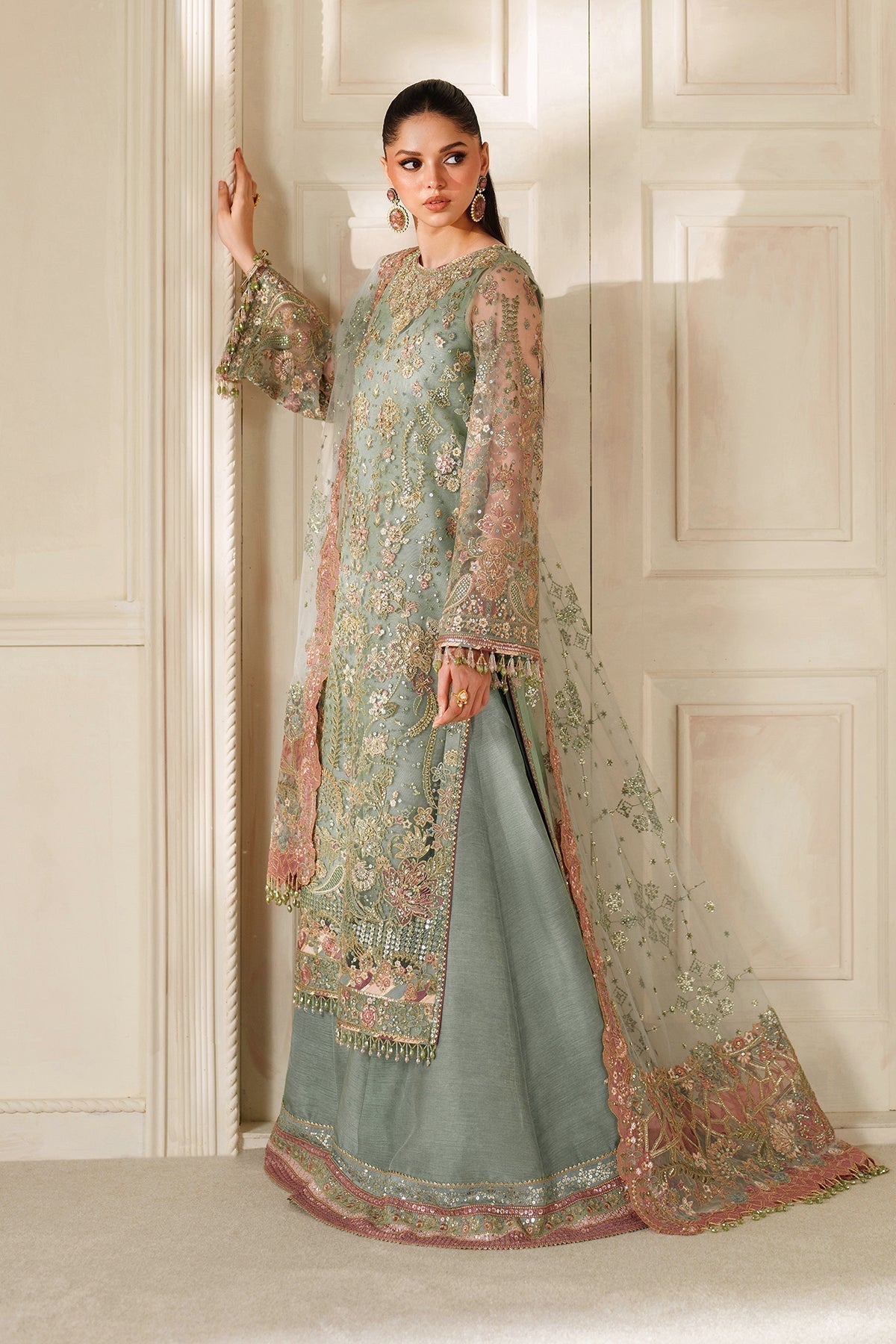 EMBROIDERED NET CH14-06 UNSTITCHED