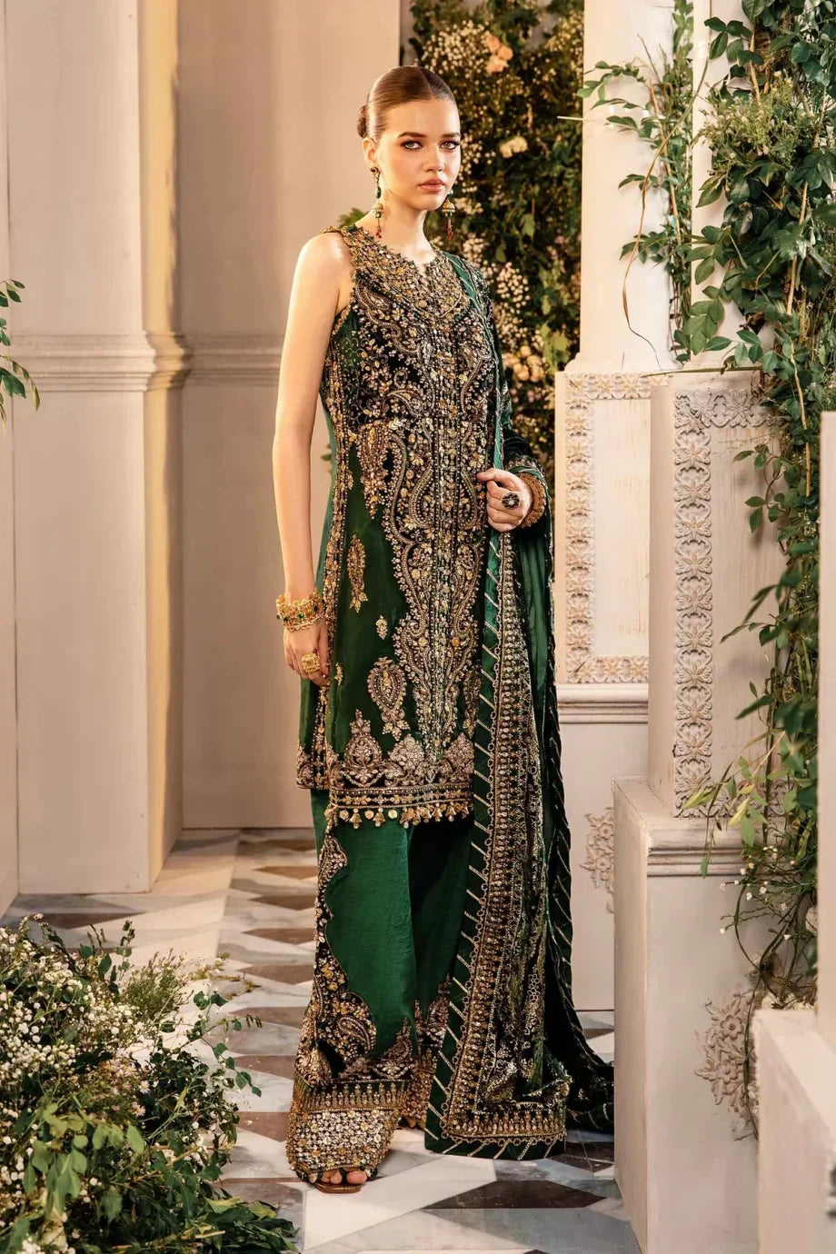 3 Piece Unstitched - Green Emerald | BD-2904
