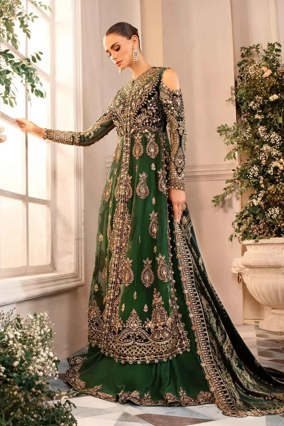 3 Piece Unstitched - Green Emerald | BD-2904