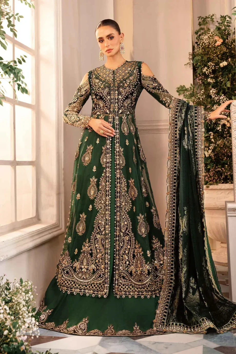 3 Piece Unstitched - Green Emerald | BD-2904